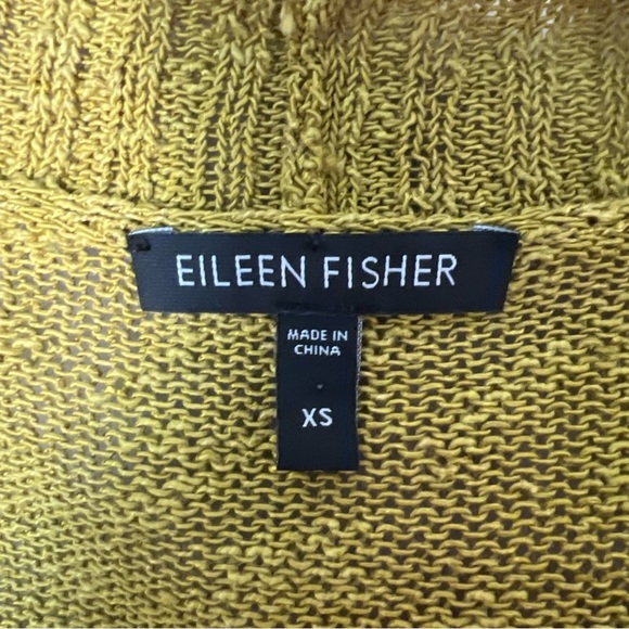 Eileen Fisher linen cotton Blend Green Open Cardigan Size XS Asymmetrical Hem - Picture 5 of 9